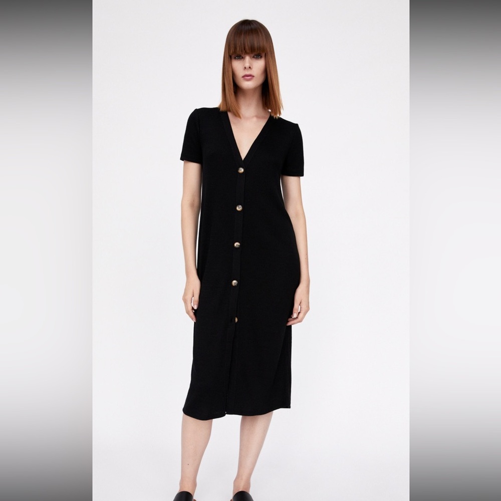 Zara Jacket Dress with Buttons, size M, black